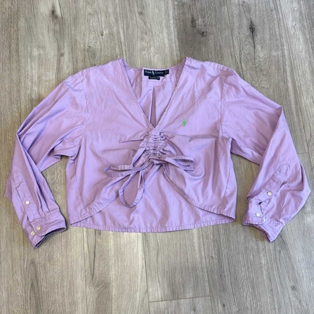 Lauren Ralph Lauren Unique Cropped Cinch Tie Front Top